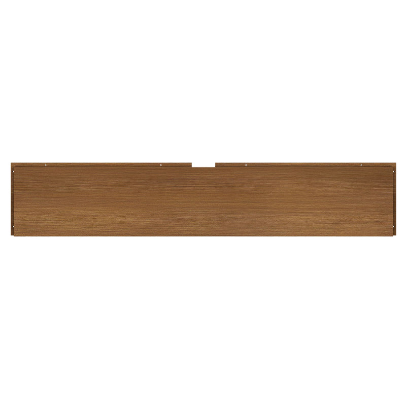 Long brown wood grain panel with center notch and pre-drilled mounting holes on white background