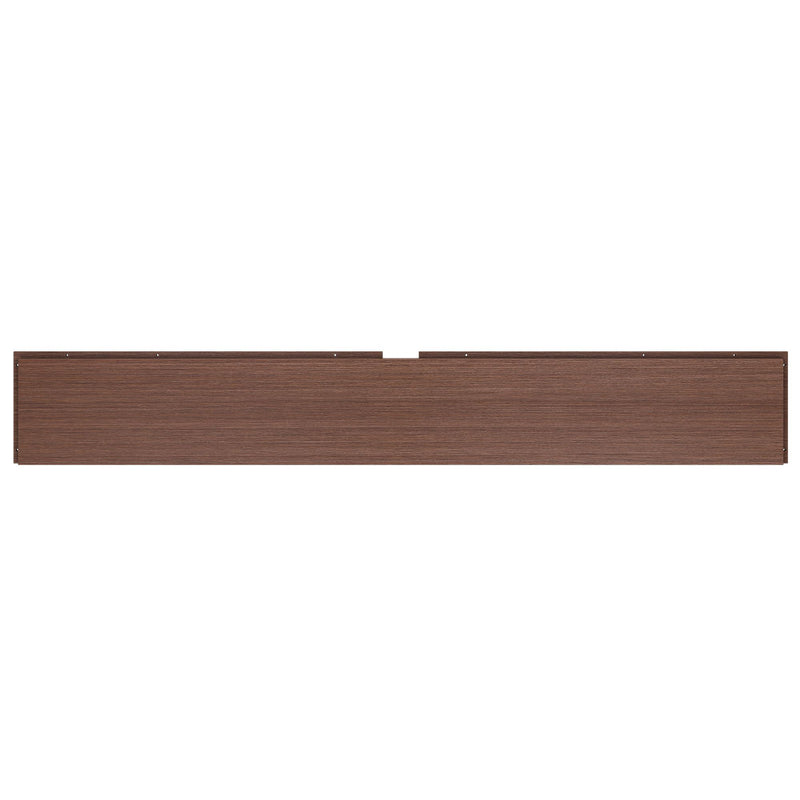 Long brown woodgrain furniture panel with horizontal grain texture, isolated on white background
