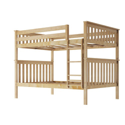Wooden bunk bed frame with ladder, modern and sturdy design for kids' bedroom furniture.