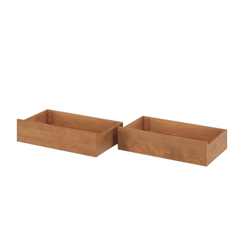 Set of 2 natural wood underbed storage drawers, deep solid-wood bedroom organizers