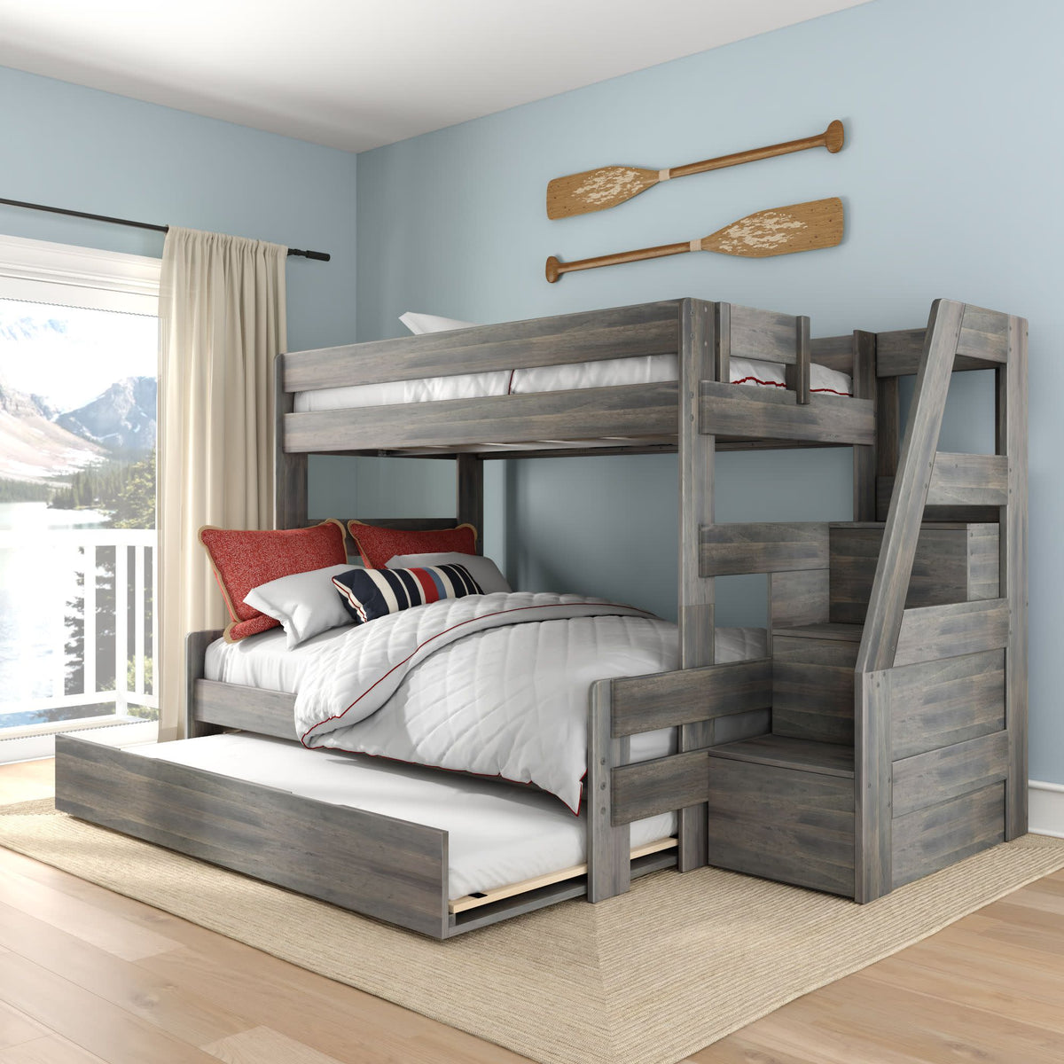 Twin Over Full Bunk Beds With Stairs