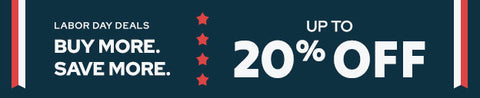 Labor Day deals banner offering up to 20% off discounts.