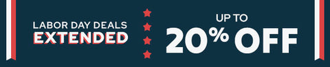 Labor Day deals extended banner offering up to 20% off.