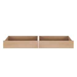 Set of 2 light oak under-bed wooden storage drawers, minimalist bedroom storage solution for organizing clothes, linens and accessories