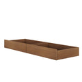 Pair of brown wood under-bed storage drawers with low-profile sides and internal divider for bedroom organization and slim underbed storage