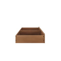 Low-profile two-compartment wooden drawer organizer in oak finish with visible wood grain and black screws, underbed storage box for bedroom organization and clothing storage