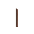 Vertical walnut wood trim molding profile on white background — narrow brown door jamb strip with visible wood grain for interior trim