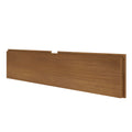Modern walnut-finish wooden headboard panel for bed with tongue-and-groove design and predrilled mounting holes, isolated on white background