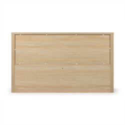 Rectangular light oak wood headboard panel with natural wood grain finish and minimalist modern design for bedroom furniture