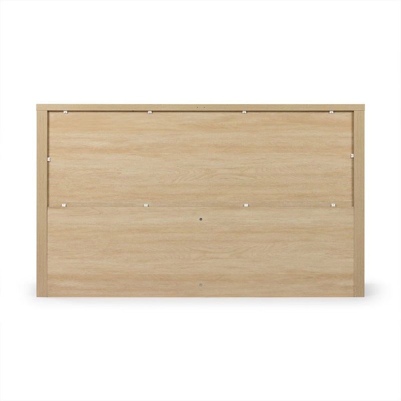 Rectangular light oak wood headboard panel with natural wood grain finish and minimalist modern design for bedroom furniture