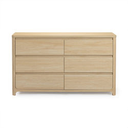 Light oak 6-drawer dresser with minimalist flat fronts, modern bedroom storage chest