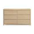 Light oak 6-drawer dresser with minimalist flat fronts, modern bedroom storage chest