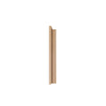 Vertical natural oak wood trim molding profile with groove for interior door jamb or picture frame on white background