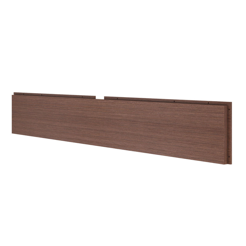 Walnut-finish rectangular wooden bed frame panel with visible wood grain and pre-drilled holes for easy assembly