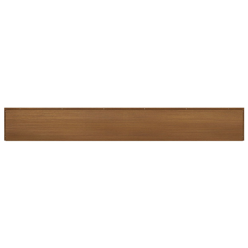 Long horizontal brown wooden plank with fine horizontal wood grain texture isolated on white background