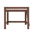 Walnut wood desk frame with rectangular legs and crossbar, modern minimalist writing desk base for home office