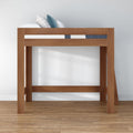 Solid wood twin loft bed in oak with mattress and pillows, modern space-saving children's bedroom furniture on hardwood floor