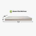 Queen-size mattress with dimensions 60" x 79.5" x 8", ideal for comfortable sleeping arrangements.