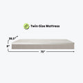 Twin-size mattress dimensions 38.5x75x8 inches, ideal for comfortable sleeping.