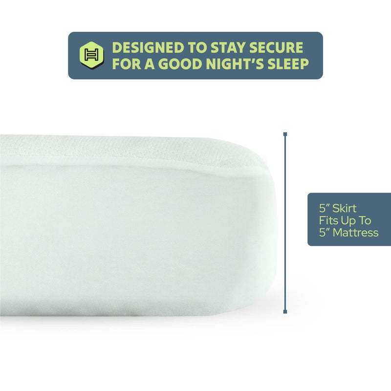 Mattress protector with secure fit design for 5-inch deep mattress, ensuring a comfortable night's sleep.