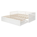 White wooden daybed with slatted platform, two under-bed storage drawers and side rails — modern guest-room or kids bedroom sofa bed
