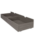 Gray oak wooden underbed storage drawer trundle with two divided compartments for bedroom organization and under-mattress storage