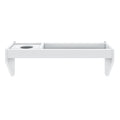 White wall-mounted shelf with compartments for desk organization.