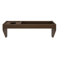 Modern wooden headboard with built-in cup holder and storage shelf, minimalist design.