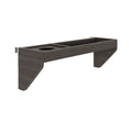 Wall-mounted wooden shelf with compartments for home storage solutions.