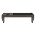 Modern black wooden organizer tray with two compartments and cup holder.