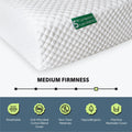 5-inch gel memory foam mattress with medium firmness featuring a breathable, anti-microbial cotton blend cover, non-toxic materials, hypoallergenic design, and machine washable cover.