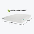 Queen-size mattress with dimensions of 60 inches by 79.5 inches and an 8-inch thickness.