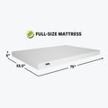 Full-size mattress with dimensions 53.5 inches wide, 75 inches long, and 5 inches thick on a white background.