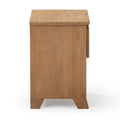 Side view of a wooden dresser with a sleek, natural finish, ideal for bedroom decor and storage solutions.