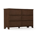 Dark walnut six-drawer wooden dresser with flat-front drawers and tapered legs — mid-century modern bedroom storage furniture