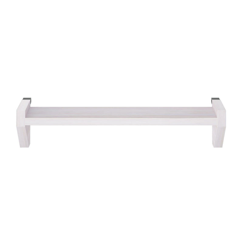 White floating shelf with minimalist design for modern home decor.