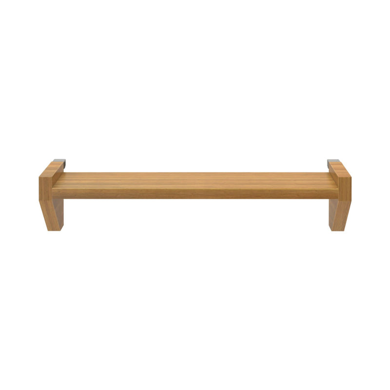 Floating wooden wall shelf with minimalist design and natural finish.