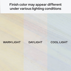 Marble finish color variations under warm light, daylight, and cool light showing how lighting conditions change stone appearance for countertops and flooring