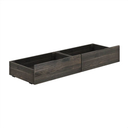 Under-bed dark brown wooden storage drawers, set of two pull-out bed drawers for bedroom organization and space-saving storage
