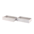 Set of two light wood under-bed storage drawers with metal corner brackets, space-saving bedroom organizer