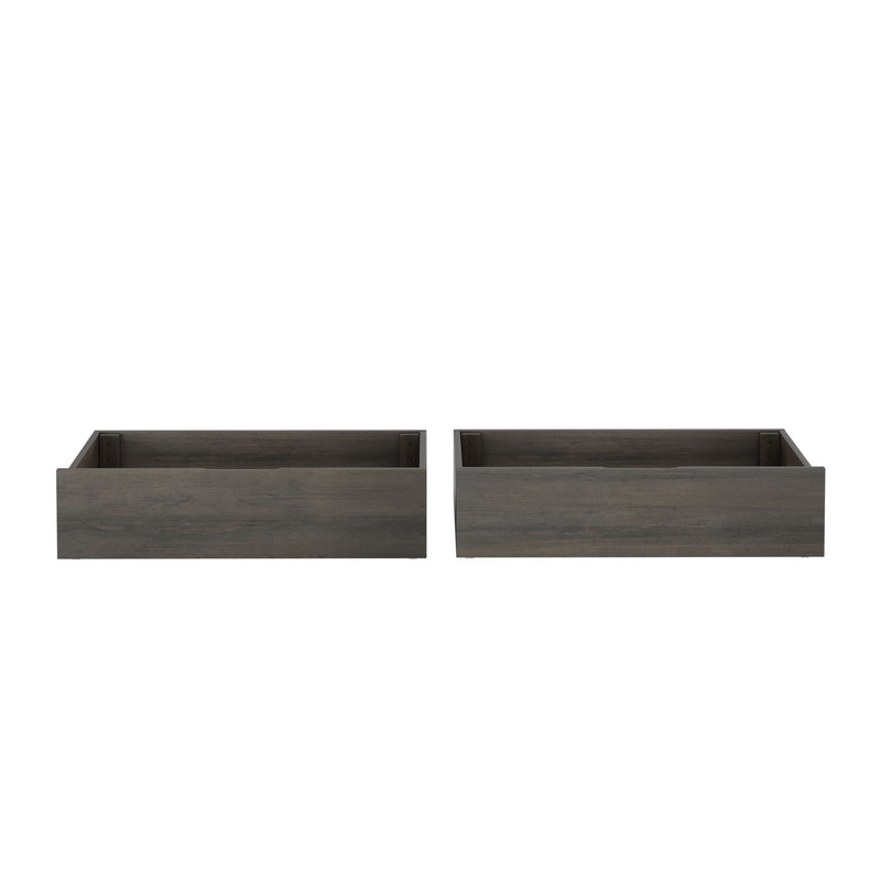 Set of 2 dark gray wood under-bed storage drawers, roomy bedroom storage solution for organizing linens and clothes
