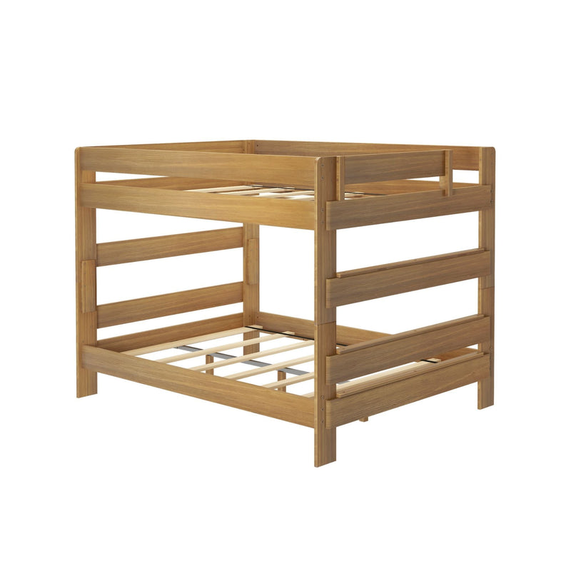 Natural wood loft bed frame for kids, eco-friendly and space-saving design.