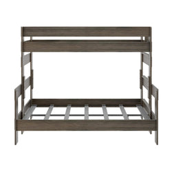 Modern wooden bunk bed frame in dark finish, ideal for maximizing space in shared bedrooms.