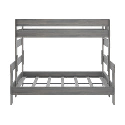 Gray wooden bunk bed frame for kids' bedroom furniture