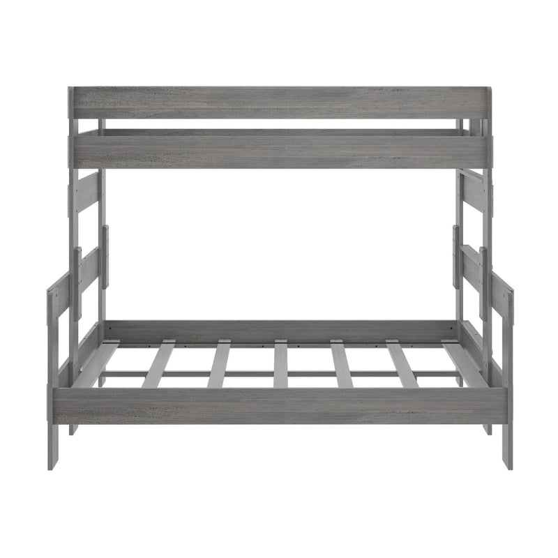 Gray wooden bunk bed frame for kids' bedroom furniture