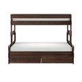 Dark walnut twin loft bed with white mattress and built-in under-bed storage drawers — modern space-saving wooden platform bed for small bedrooms