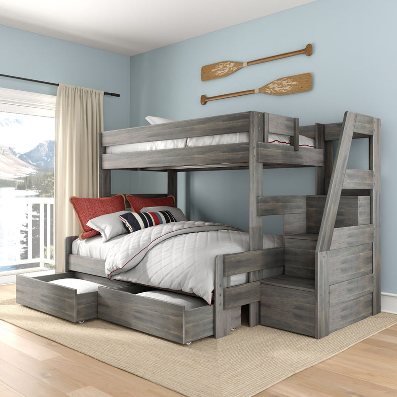 bunk bed with dresser Tahoe Twin Over Full Bunk Bed with Stairs & Storage