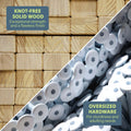 Stacked knot-free solid wood planks paired with oversized hex flange bolts for durable, sturdy furniture construction and long-lasting DIY projects