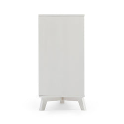 White modern cabinet with minimalist design and sleek finish.