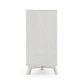 White modern cabinet with minimalist design and sleek finish.